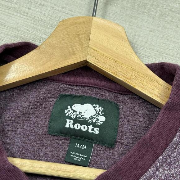 Roots Canada Maroon Beaver Logo Crewneck Sweatshirt Heather Burgundy Size M Wmns - Picture 3 of 8